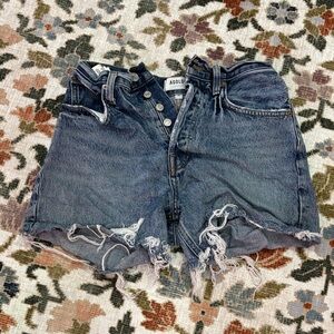 Agolde Distressed Dark Blue Jean Shorts